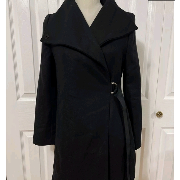 Zara Manteco Italian Wool buckle wrap coat XS - Picture 7 of 12
